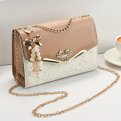 1pc Fashionable Women's flip chain tassel pendant decorative shoulder bag, portable shopping handbag is the best gift for family, loved ones, friends, classmates and oneself, square bread 1-4pcs shoulder bag