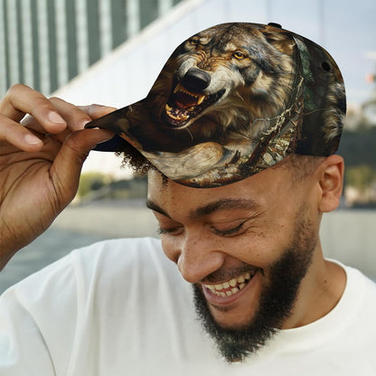 CUTEHSJ Men's Lightweight Adjustable Baseball Cap with Wolf Graphic Print - Fantasy Hip-Hop Style Sun Hat for Beach, Fishing & Outdoor Activities, Vacation Hat, Casual Headgear, Durable Fabric Cap