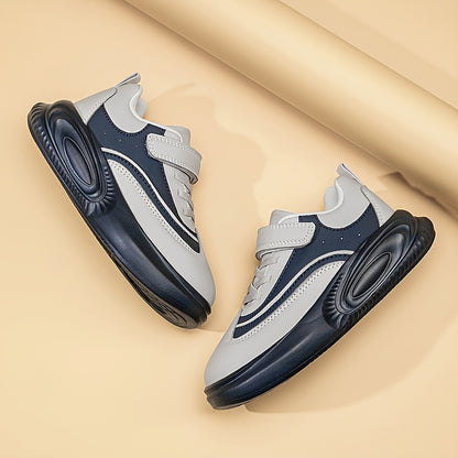 Youngsters' Stylish Athletic Footwear - Comfortable Non-Slip Soft Sole Walking Shoes for Boys & Girls, All-Season, Black & White with Hook and Loop Closure
