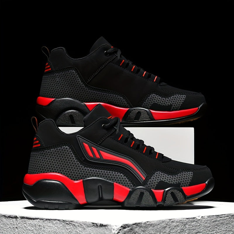Men's Casual Sporty Sneakers - High Quality PU Upper, Non-Slip Rubber Sole with Cushioned Comfort & Inner Arch Support, Low-Top Lace-Up Design for All-Day Wear (Black/White) - Spring/Fall/Winter Seasonal Versatility, Comforta