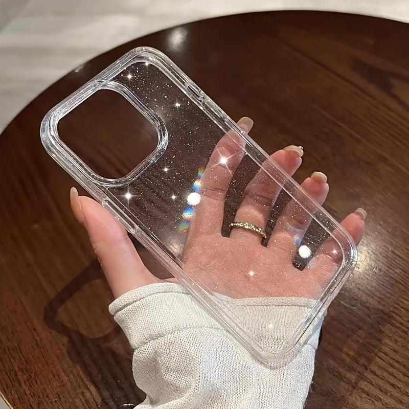 2025 New Luxury Bling Glitter Clear Phone Case for iPhone 16 15 14 13 12 11 Pro Max X XR XS Plus Shockproof Transparent Soft Cover