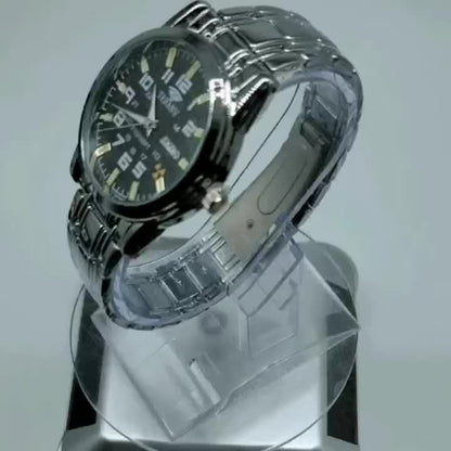 1pc New Stainless Steel with Digital Men's Watch Calendar Week Display Fashion Trend Life Travel Luminous Casual Sport Business Watch Ideal for Birthday Gifts Holiday Gifts Gifts