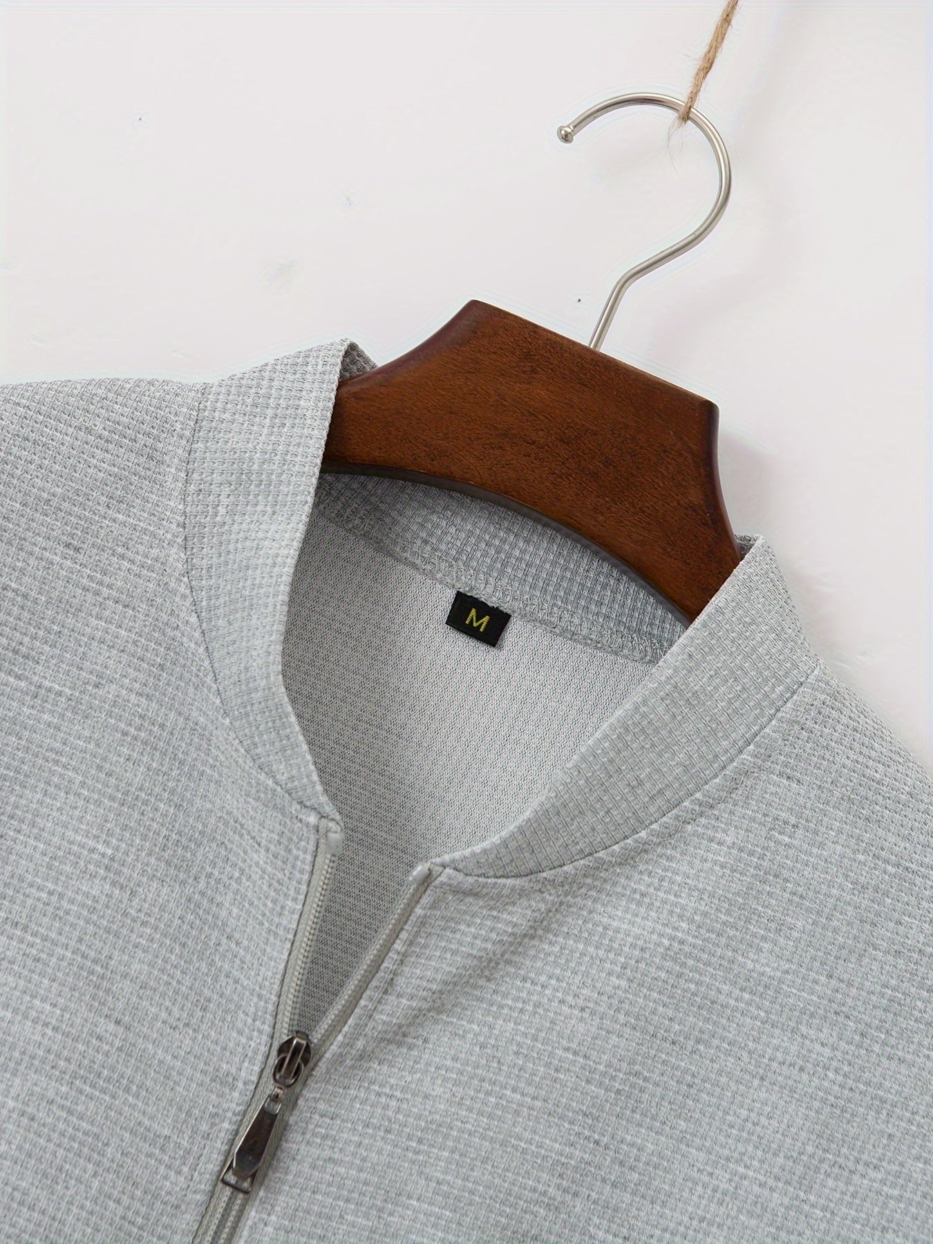 Baseball Collar Jacket and Pants Set in Waffle Fabric
