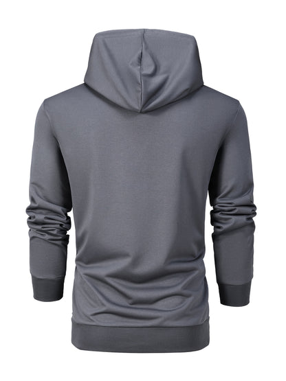 1set Men'S Casual Sports Suit, Polyester Hooded Sweatshirt and Jogger Pants Set, Solid Color, Elastic Waist, Cuffed Ankles, Knit Pullover with Pockets, Regular Fit for Outdoor Running and Jogging - Spring/Autumn Collection