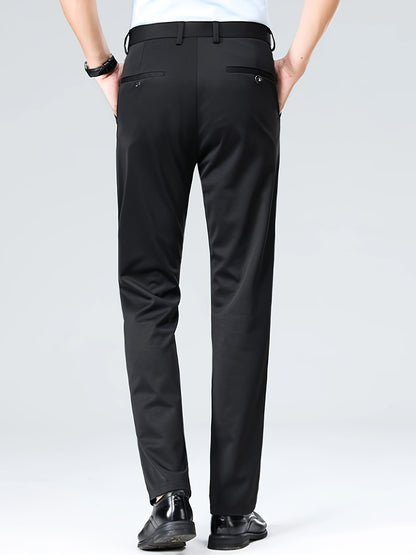 Men's Casual Straight Leg Pants, Chic Business Style Versatile Trousers for Daily Wear