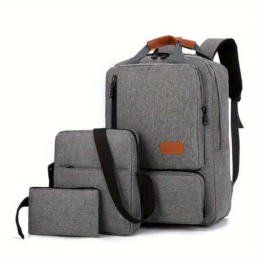 3pcs Set of Backpacks, Simple and Fashionable for Women and Men, Laptop Backpack with Shoulder Bag and Handbag, Suitable for Travel and Business Use