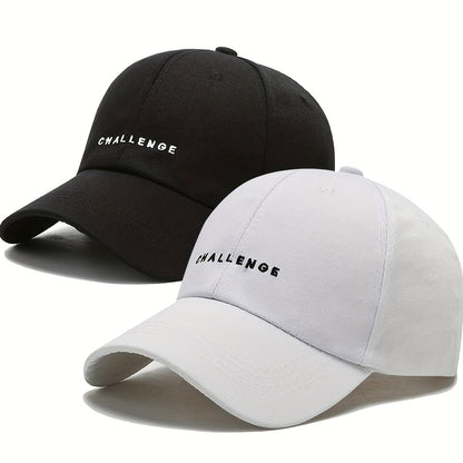 2pcs Adjustable Baseball Caps with "CHALLENGE" Embroidery - Lightweight, Breathable Polyester for Men & Women, Perfect for Outdoor Sports, Casual Wear & Holiday Gifts, Casual Headwear | Embroidered Cap | Durable Headgear