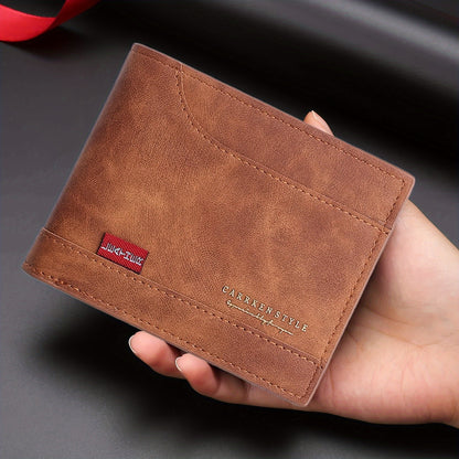 Men's Vintage-Style Black Faux Leather Wallet with Zipper - Multiple Card Slots, Multi-Functional ID Holder