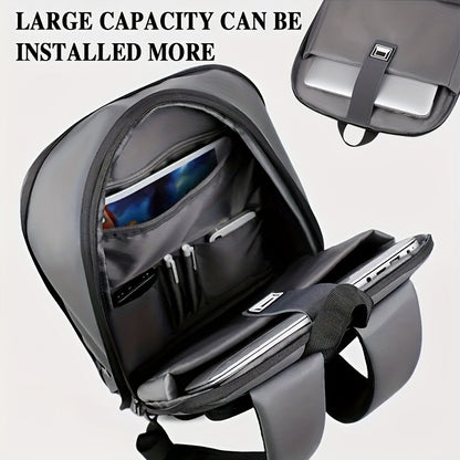 Business Style Expandable Backpack, Faux Leather, Durable Smooth Zipper, Multi-Pad Laptop Bag, Casual Daypack, Suitable for Daily Commute, Outdoor Business Travel, Ideal Gift for Holidays, Black, Dark Grey, Light Grey Options