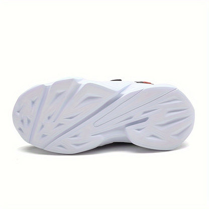Youngsters' Lightweight Sporty Casual Sneakers with Closure, Geometric Color-Block Design, PU Upper & EVA Sole for Winter/Autumn - Breathable Fabric Lining, Grey & White, Winter Youngsters Footwear | Durable EVA Sole, Girls S
