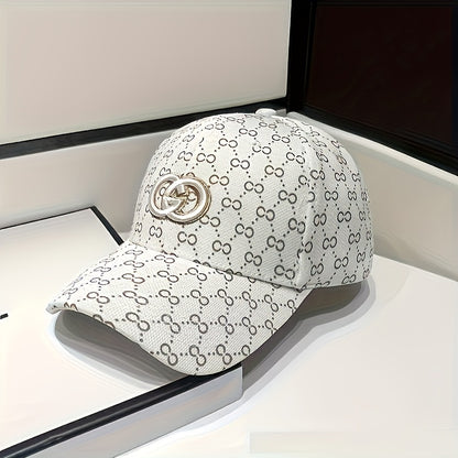 Trendy Premium Curved Brim Baseball Cap, Embroidery Letter G Logo & Full Print Trucker Hat, Snapback Hat For Casual Leisure Outdoor Sports