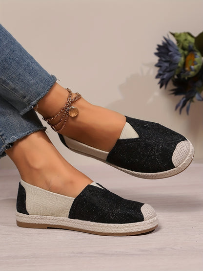 Women's Breathable Slip-On Loafers - Soft Sole Casual Walking Shoes, Lightweight & Comfortable, Beige Floral Pattern Fabric Upper, PU Cover Sole, Perfect for Casual Attire, Allseason Loafers | Slipon Comfort | Soft Sole Shoes