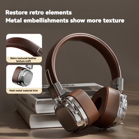 Vintage-Inspired Over-Ear Wireless Headset With Wireless 5.3 Chip - No Lag Gaming, Hi-Fi Sound & Deep Bass, Long-Lasting 350Mah Battery, Ideal For Music Lovers & Athletes