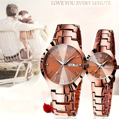 2pcs lovers watch personality chic unique trend fashion all durable handsome business sports Men's watch atmospheric delicate small gentle Women's watch