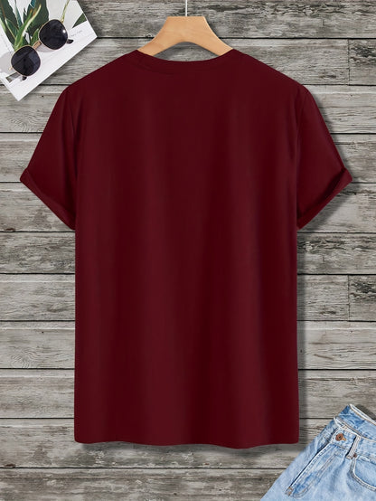 Men's Heavyweight 180gsm Cotton T-Shirt - Dark Gray Crew Neck Tee with Bold "Boston" Print, All-Season Everyday & Formal Shirt for Men - Machine Washable Luxury Casual Top, Versatile Clothing, Modern Design, Premium Fabric, S