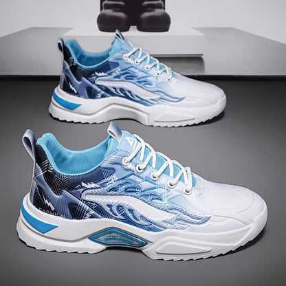 Men's Sneakers - Lightweight Cushioned Platform Sneakers with Lace-Up Closure, Non-Slip PVC Sole - Breathable Gym, Running, Casual Shoes in Grey/Black colorway - for Everyday & Light Hiking, Gym Shoes