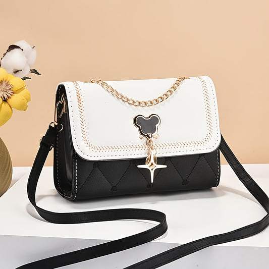 Chic Women'S Quilted Crossbody Bag with Chain Strap - Adjustable Strap, Snap Closure, Polyester Lining, Perfect for Parties, Dates, and Gifts, Party Accessory | Quilted Texture | Adjustable Strap Bag
