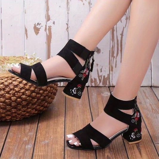 Chunky Heel Sandals Pu Rubber Ankle-Strap Buckle Mid Heel(3-5cm) Open Toe