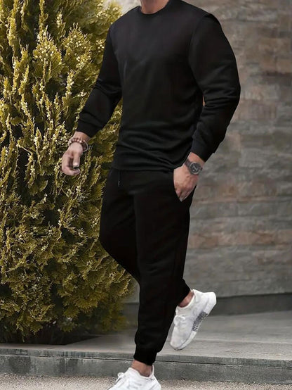 Men's Long Sleeve Sweatshirt and Pants Set, Trendy Print Casual Fashion Outdoor Sports Two-Piece Set
