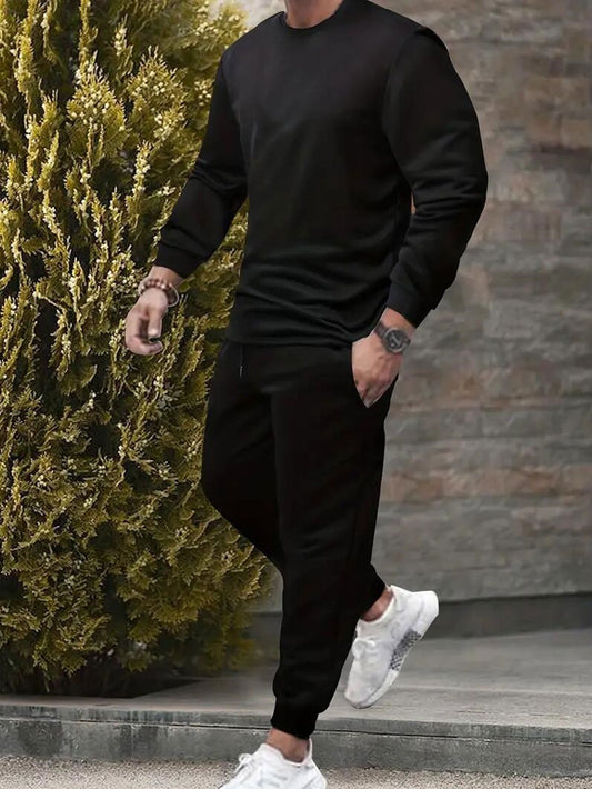 Men's Long Sleeve Sweatshirt and Pants Set, Trendy Print Casual Fashion Outdoor Sports Two-Piece Set