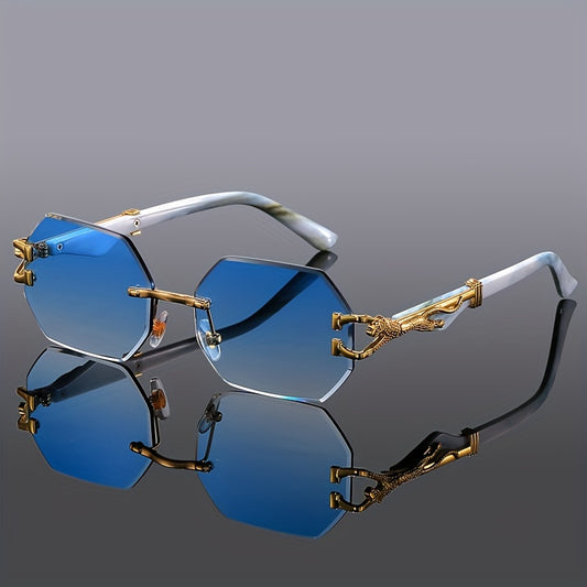 Geometric Leopard Print Sport Glasses For Women, Lightweight & Durable Composite Frame, Trendy Streetwear Glasses