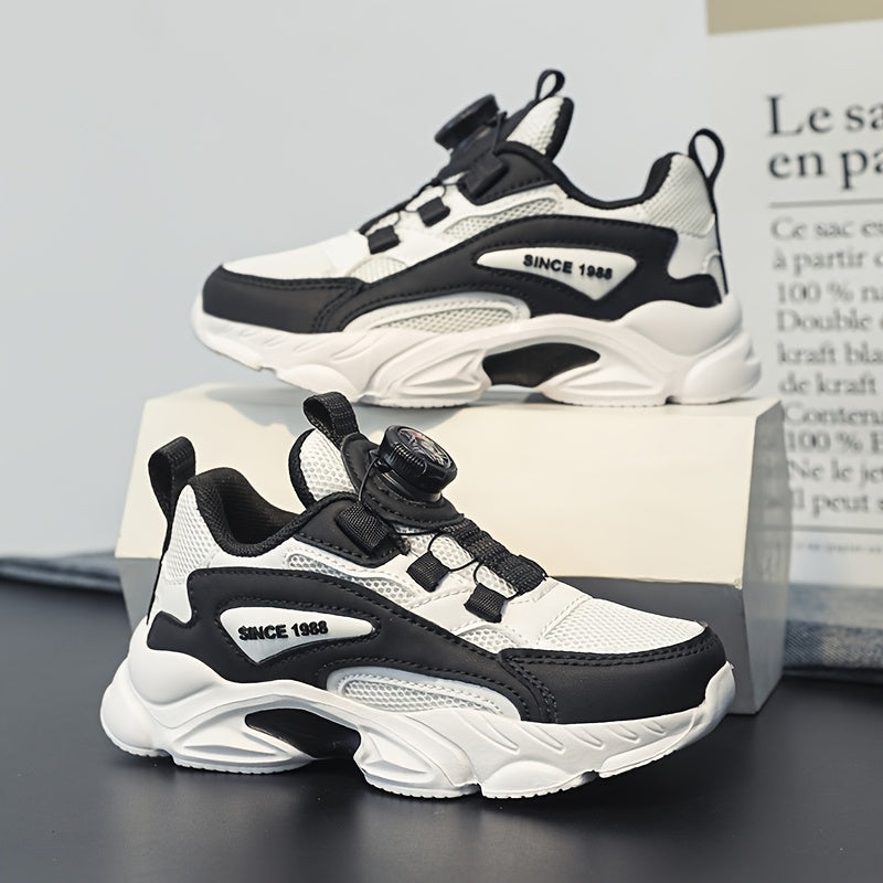 Youngsters' Rotating Buckle Sneakers - Comfortable Sneakers with Mesh Upper, Breathable Design, and Durable EVA Sole for Boys and Girls, Perfect for Casual Wear and Running, Girls Shoes