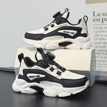 Youngsters' Rotating Buckle Sneakers - Comfortable Sneakers with Mesh Upper, Breathable Design, and Durable EVA Sole for Boys and Girls, Perfect for Casual Wear and Running, Girls Shoes