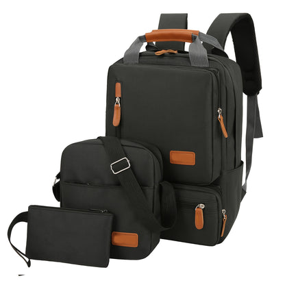 Three-Piece Set Casual Men'S Laptop Backpack Double Shoulder Bag for Outdoor Travel