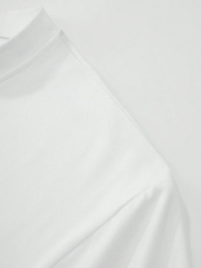 Men's Casual V-Neck T-Shirt with Bold Head Graphic Print - White & Black Contrast Design, Breathable Regular Fit Short Sleeve Tee for Spring Summer Casual Wear, Quality Fabric Shirt