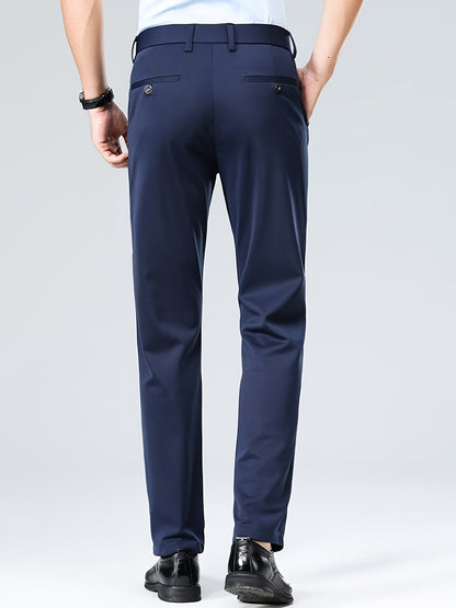 Men's Casual Straight Leg Pants, Chic Business Style Versatile Trousers for Daily Wear