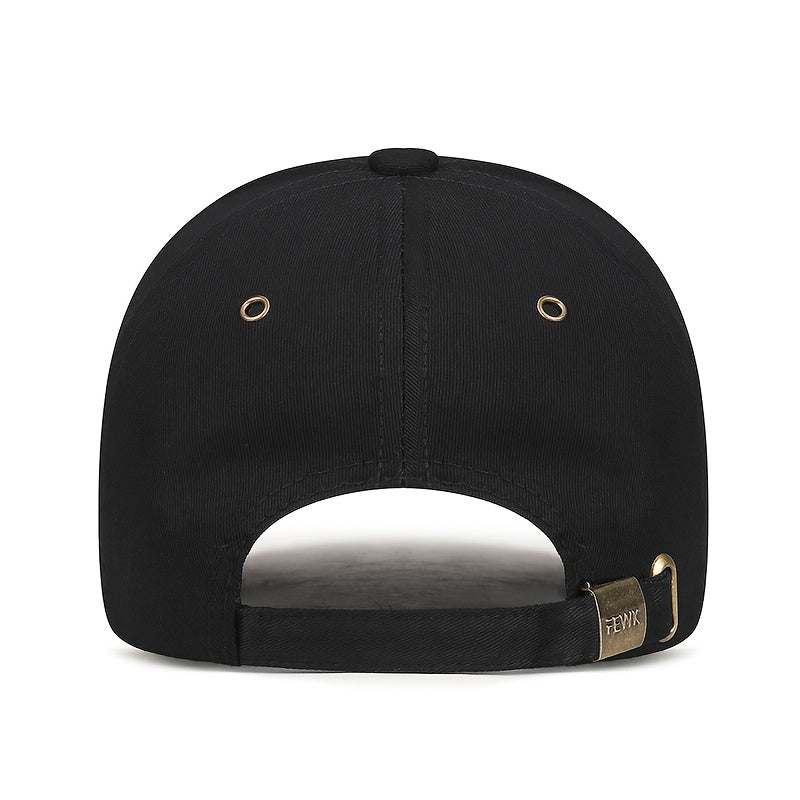 FEWK Unisex Baseball Cap | Breathable Polyester | Adjustable Fit | Embroidered Logo & Golden Badge | Stylish Streetwear for Spring/Autumn, Outdoor Headwear | Golden Badge Design | Durable Cap