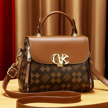 Vintage PU Handbag, Retro Turn Lock Handbag, Women'S Fashion Handbag & Purse