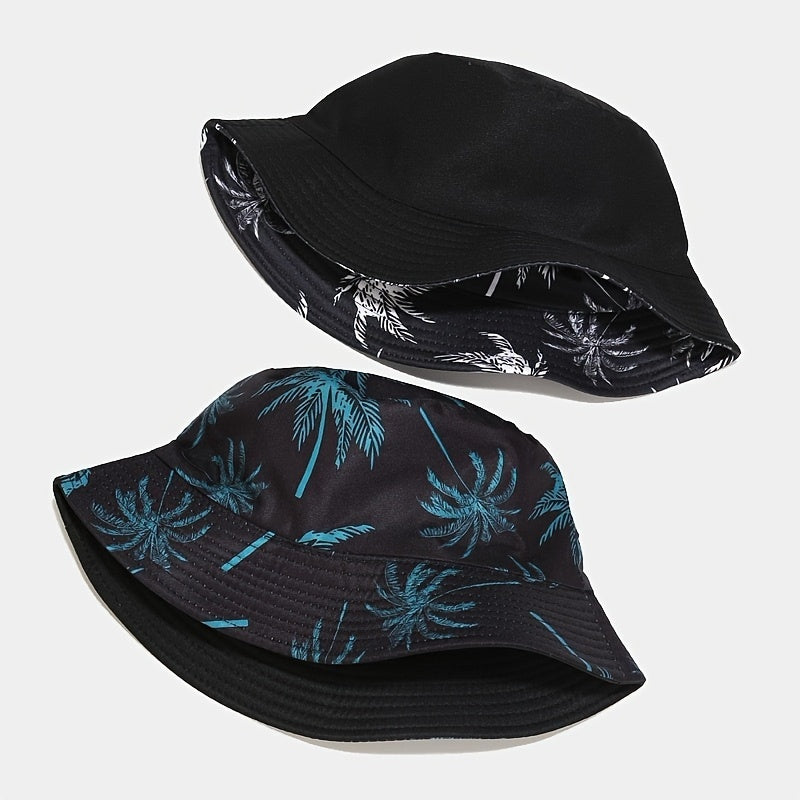 1pc Unisex Coconut Tree Print Bucket Hat - Bohemian Tropical Vacation Style, Breathable & Durable for Outdoor Beach, Casual Wear, Men & Women, Lightweight Headgear, Summer Accessory, Boho Chic, Comfortable Fit, Boho Fashion