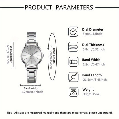 6pcs New Stylish And Simple Women'S Quartz Watch Set with Sparkling Rhinestone Accessories, Perfect for Weddings, Christmas, Thanksgiving, Valentine'S Day, Ramadan, Gifts for Girlfriends And Family, And The Best Choice for Bi