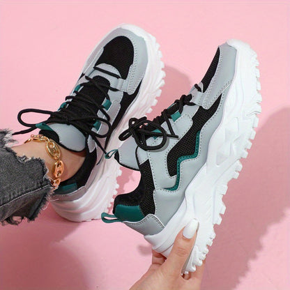 Women's Fashion Casual Sneakers, Trendy Versatile College Style, Low-Top Round-Toe Lace-Up, Breathable EVA Sole, Fabric Lining, All-Season Outdoor, Dating, Tennis, Beach, Work Shoes