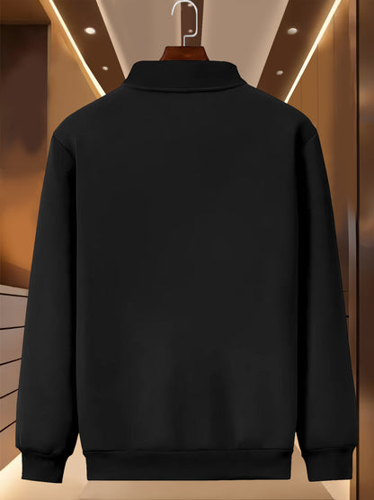 Men'S Casual Two-Piece Set - Black Jacket & Pants with "REPLAY" Print, Zip-Up, Long Sleeve, Polyester, Casual Attire|Casual Style|Zipup Jacket