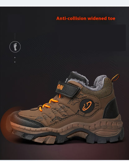 Teen Comfort Plush Lined Hiking Shoes are warm, durable, and comfortable for boys and girls, perfect for fall/winter outdoor adventures, warm and comfortable
