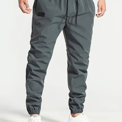Men's Beige Cargo Pants with Multiple Pockets - Machine Washable, Comfortable Loose Fit, Ideal for Outdoor Activities, Durable Polyester Fabric