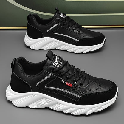 Men's Retro Sneakers - White & Green Accent Lace-Up Shoes, Cushioned PVC Sole for All-Day Comfort, Low-Top Sneakers for Gym, Office, Casual Attire - Model HX-7, Gym Footwear, Sleek Casual Style, Fabric Upper, Durable Traction