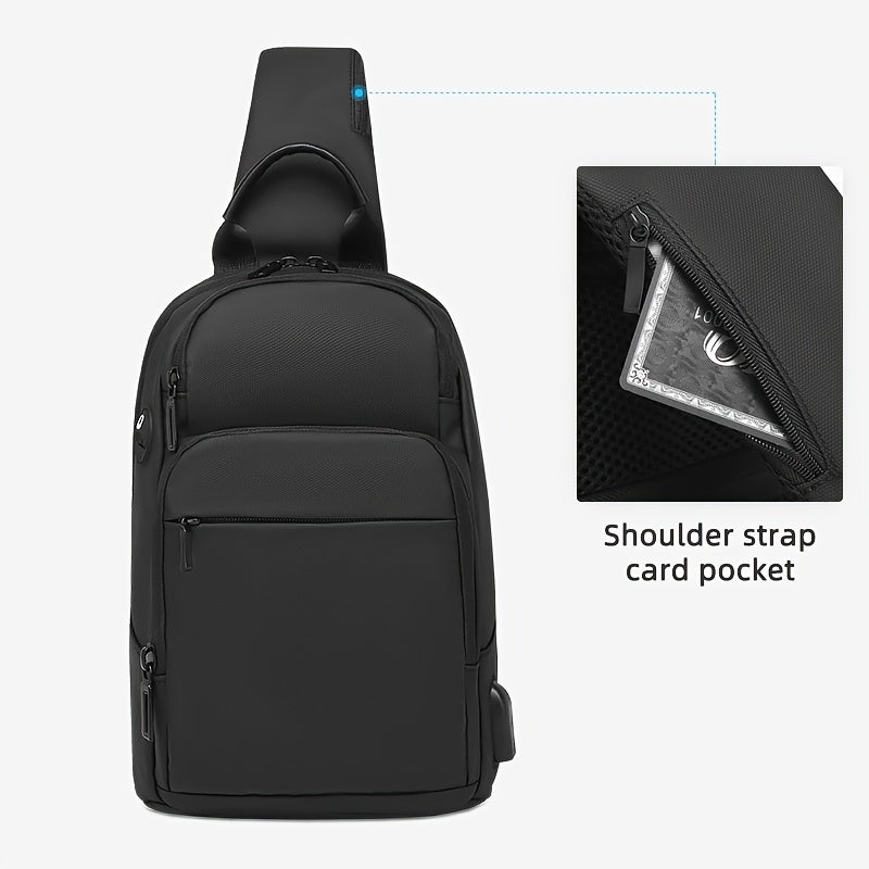 1pc Men's Fashion Crossbody Bag, Oxford Cloth Multifunctional Shoulder Bag