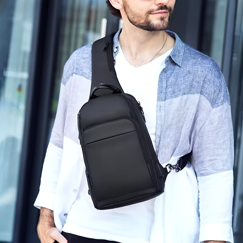 1pc Men's Fashion Crossbody Bag, Oxford Cloth Multifunctional Shoulder Bag