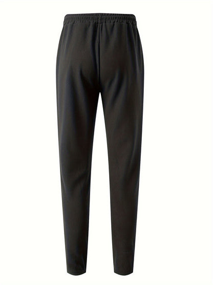 New Long Sleeve Buttoned Hooded Jacket and Rope Pants Set for Spring and Autumn, Waffle Solid Classic Men's Sports 2pcs Sports Suit - Sports Suit for Outdoor Sports Enthusiasts, Breathable and Comfortable