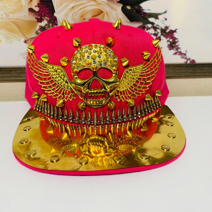 1pc Men'S Fashion Hip-Hop Street Dance Punk Baseball Cap, Lightweight Polyester, Non-Stretch Fabric, Street Style with Skull and Wings Design