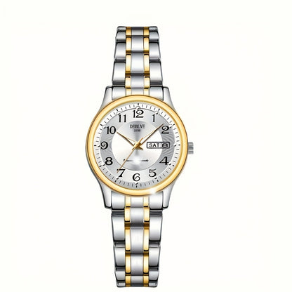 DEBLVE Women'S Watch - Glowing Face, Steel Strap, Week Calendar Display, Perfect Present for Birthdays, Celebrations, And Anniversaries
