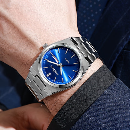 Business Casual Watch | Unisex Slim Quartz Watch | Stainless Steel Band | Date & Day Display | Durable Alloy Case | Elegant Pointer Design | Ideal for Office & Casual Wea
