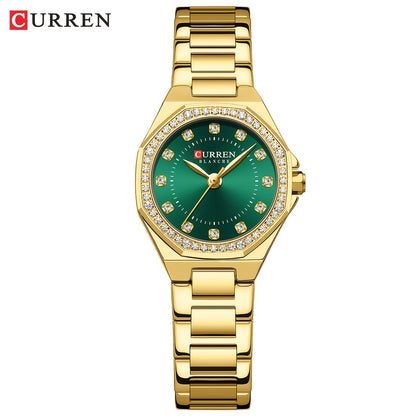 CURREN Women's Elegant Fashion Luxury Rhinestone-Adorned Small Dial Watch - Stainless Steel Band, Zinc Alloy Case,, Analog Display - Ideal for Business & Social Events, Perfect Gift, CURREN