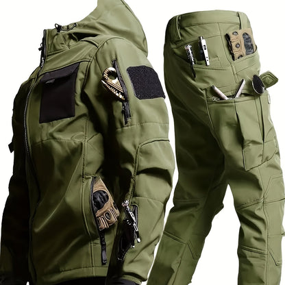 Men's Outdoor Sports Windproof and Plus Velvet Soft Shell Suit