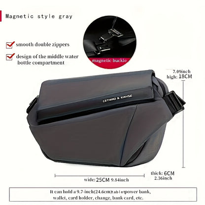 Men'S Sleek Black Crossbody Bag - Durable Oxford Material, Zippered Chest Bag with Adjustable Strap, Ideal for Commuting & Cycling, Trendy Shoulder Bag for Men, Cycling Bag|Trendy Shoulder Bag|Functional Design, Small Crossbo