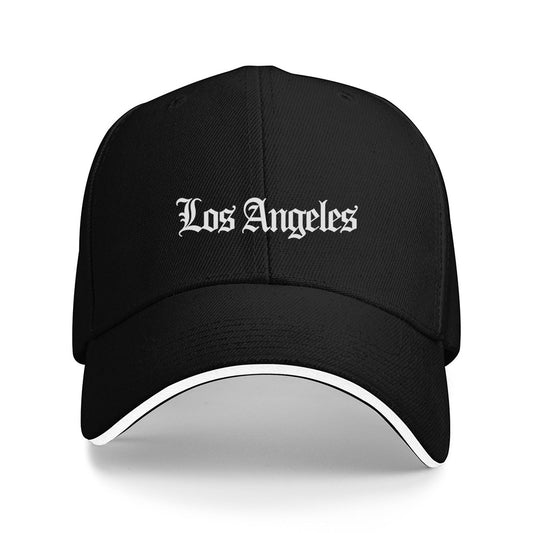 1pc Vintage-Inspired Los Angeles Gothic Font Graphic Trucker Hat - Black/White Contrast Baseball Cap, Unisex All-Season Comfort, Durable & Breathable Design for Casual & Sportswear, Sixpanel Hat
