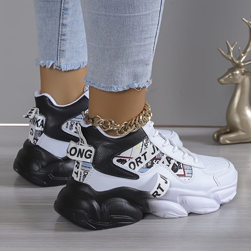Women's Fashion Thick-Soled Sneakers, Street Style Breathable Casual Shoes for All Seasons